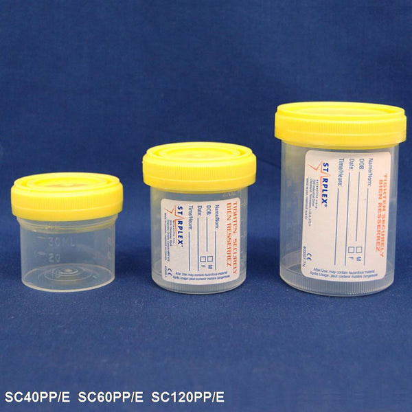 SC120PP/E - 120mL volume, labelled (suitable for transport), 80x60mm